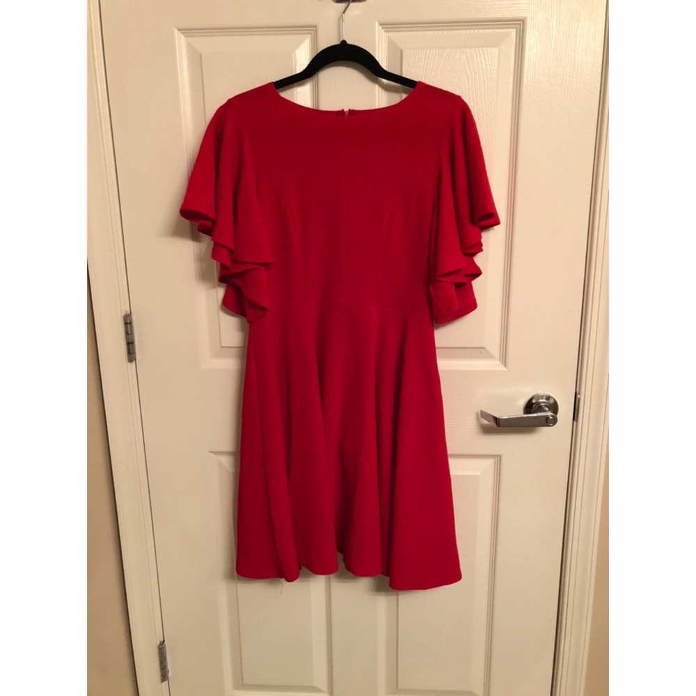 Red Flutter Sleeve Dress
